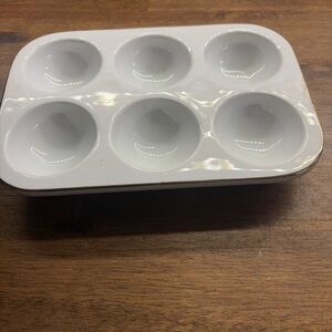 White Ceramic Egg Tray with gold trim